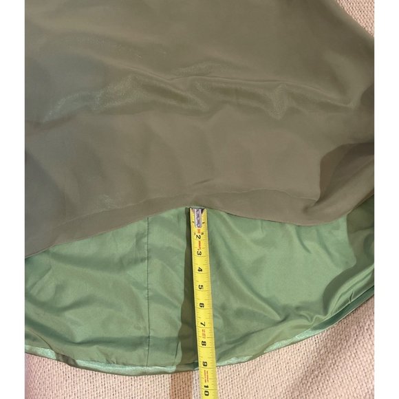 Olive Green Formal Dress Tie-back Shelf Bra Evening Gown Small Train - Picture 13 of 13